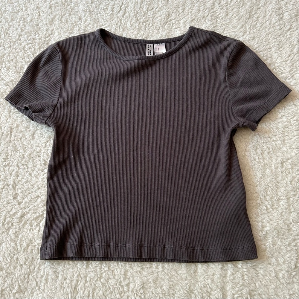 H&M Divided Ribbed Crop T-Shirt Medium